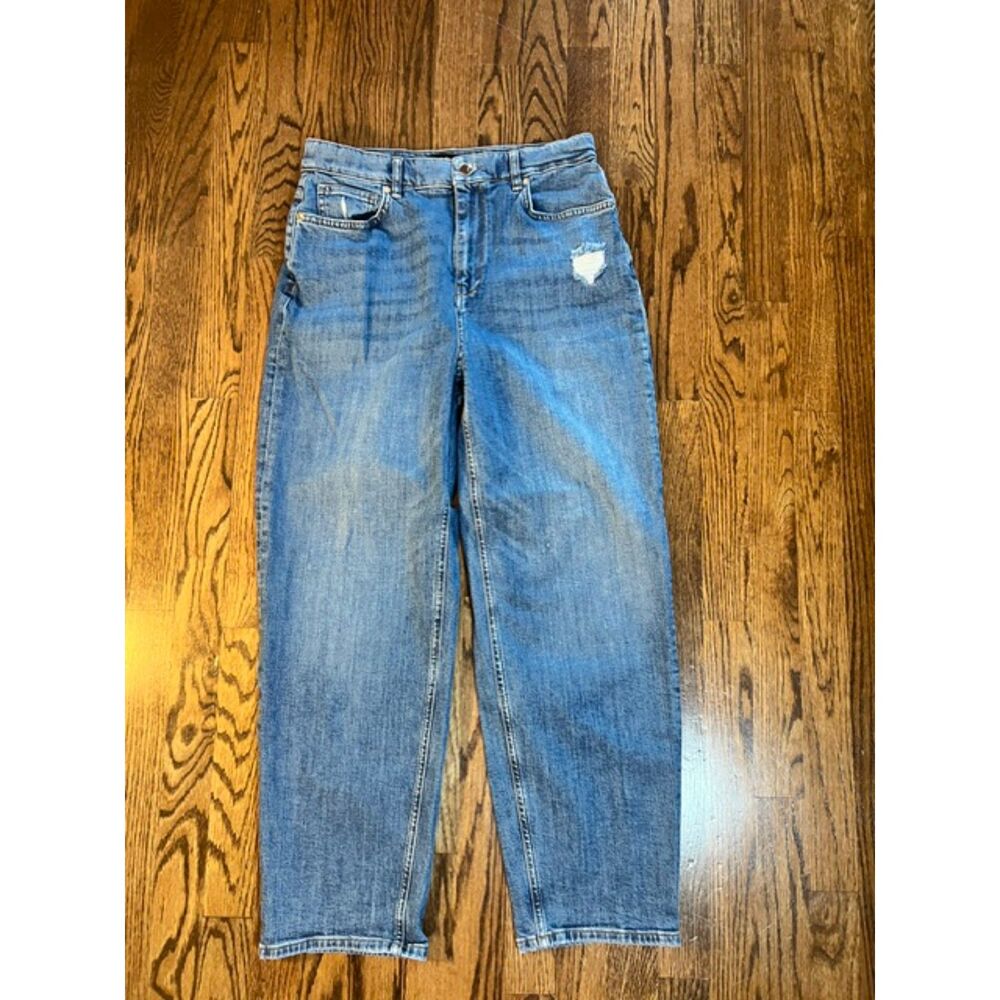 Ted Baker London Straight Jeans 30 High Rise Distressed Medium Wash